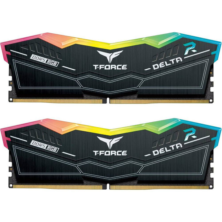Memória RAM UDIMM TEAMGROUP T-Force Delta RGB 16GB (2x8GB) DDR5-6000MHz (AMD Expo/Intel XMP) CL38 (38-38-38-78) 1.25V Preta