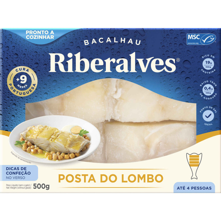 Postas do Lombo de Bacalhau 9 Meses de Cura MSC Ultracongelado Riberalves